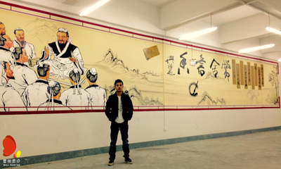 愛心圖書室講學背景壁畫 壁尚靈點的原創(chuàng)藝術設計